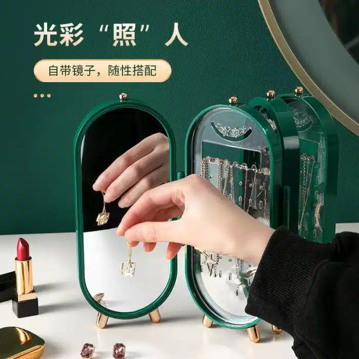 Elegant Rotating Jewelry Organizer with Mirror