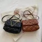 Quilted Chain Leather Shoulder Bag for Women