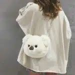 Cute Teddy Bear Plush Shoulder Bag for Women & Girls