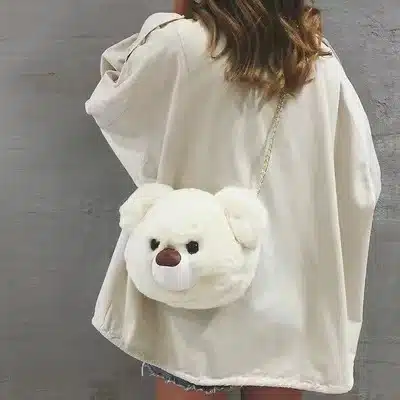 Cute Teddy Bear Plush Shoulder Bag for Women & Girls