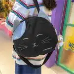 Large Size Cute Cat Face Shoulder Bag with Plush Charm