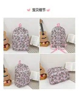 Pink Teddy Bear Cartoon Print Backpack - Cute and Fun Design for All Ages