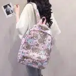 Pink Teddy Bear Cartoon Print Backpack - Cute and Fun Design for All Ages