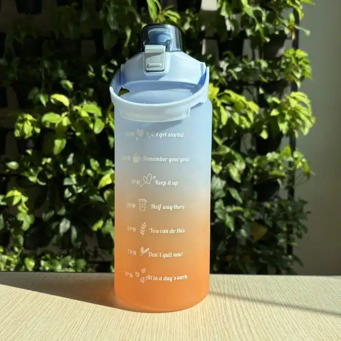 Motivational Water Bottle with Time Marker and Leak-Proof Flip Top