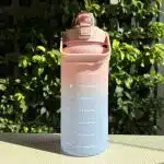 Motivational Water Bottle with Time Marker and Leak-Proof Flip Top