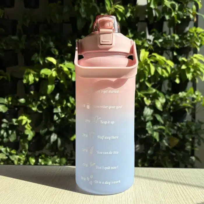 Motivational Water Bottle with Time Marker and Leak-Proof Flip Top