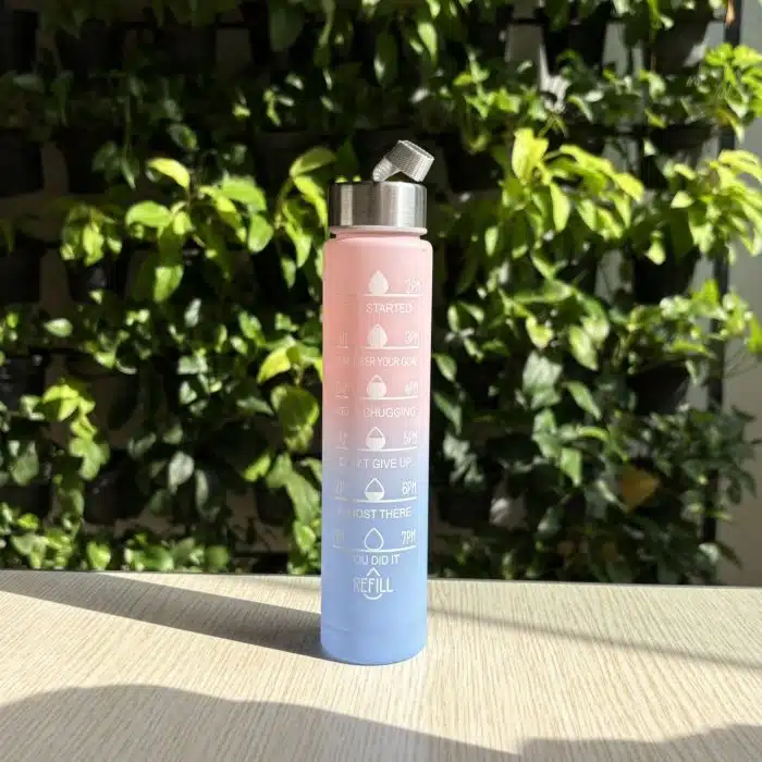 Motivational Water Bottle with Time Marker and Leak-Proof Flip Top