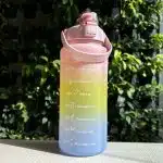 Motivational Water Bottle with Time Marker and Leak-Proof Flip Top