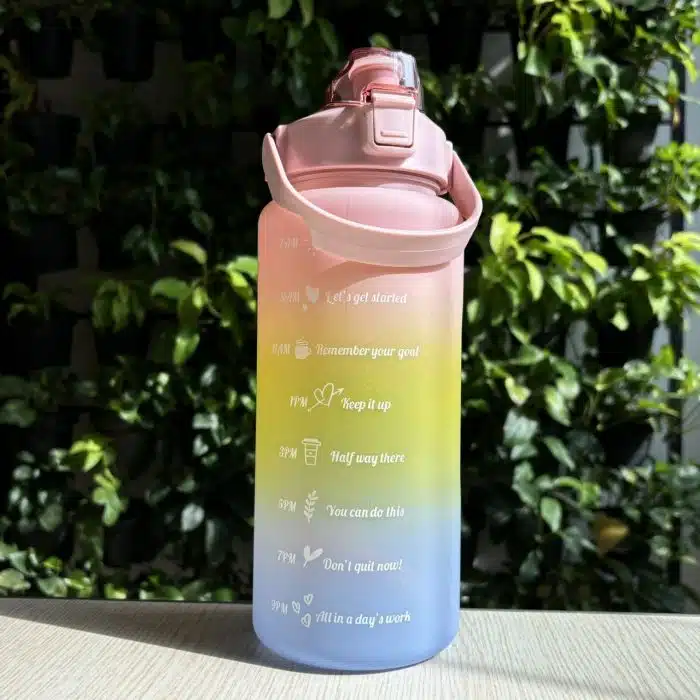 Motivational Water Bottle with Time Marker and Leak-Proof Flip Top