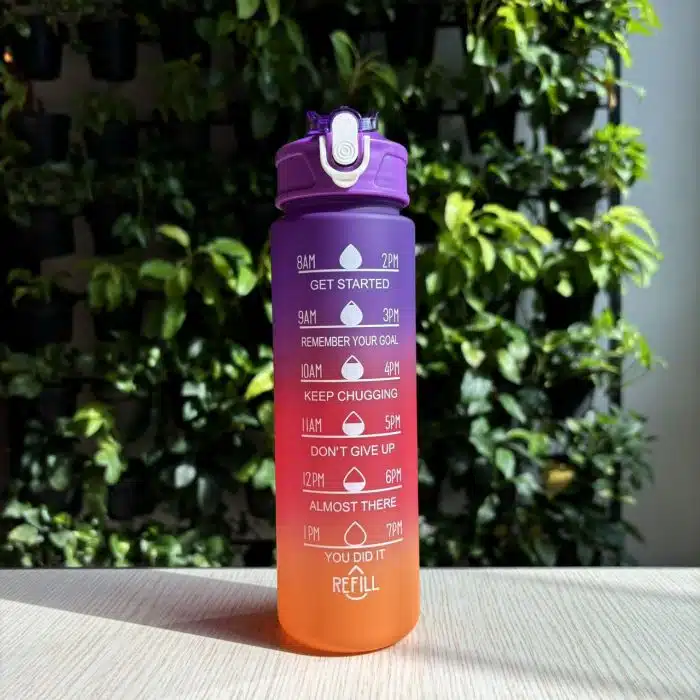 Motivational Water Bottle with Time Marker and Leak-Proof Flip Top