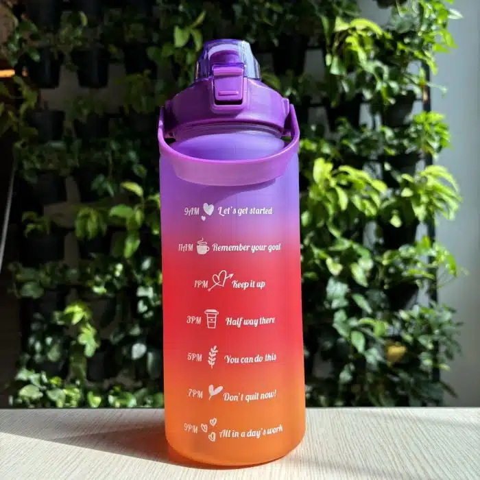 Motivational Water Bottle with Time Marker and Leak-Proof Flip Top