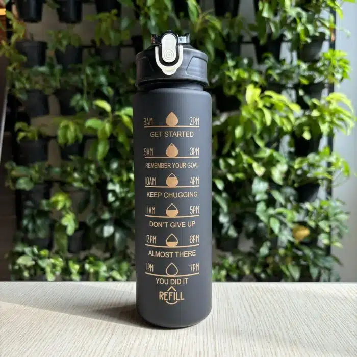 Motivational Water Bottle with Time Marker and Leak-Proof Flip Top