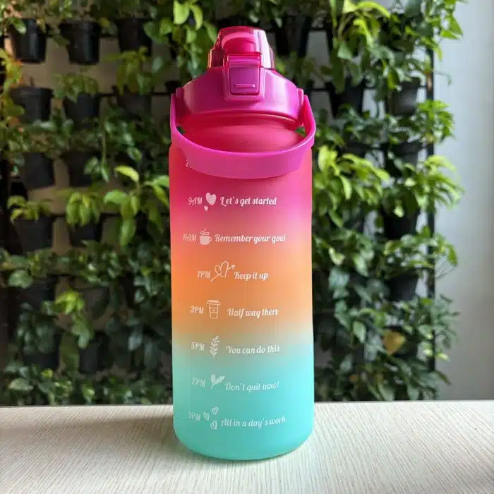 Motivational Water Bottle with Time Marker and Leak-Proof Flip Top