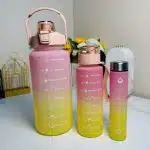 Pink-Yellow Gradient Motivational Water Bottle