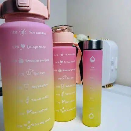 Pink-Yellow Gradient Motivational Water Bottle